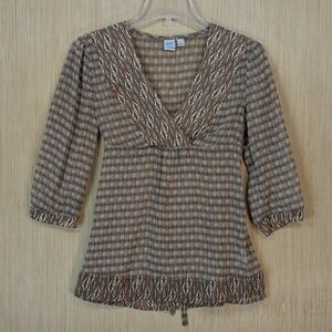 Wear It Declare It Women's Small Geometric Babydoll Top Sheer Retro Y2K Boho